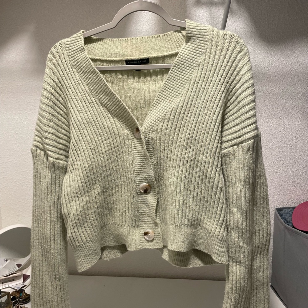 Kendall & Kylie Sage Cardigan Sweater V-Neck Knit